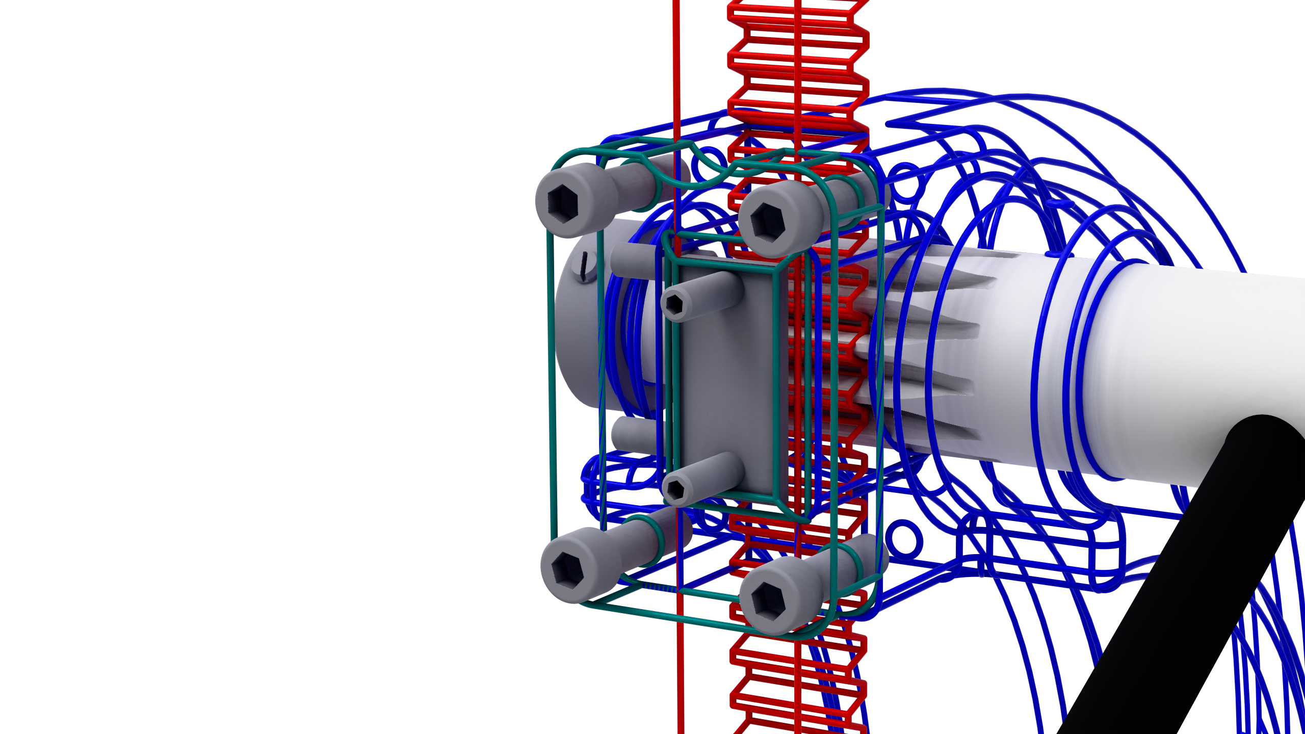 Close-up of the arbor press with colored edges revealing the rack, gears, and fasteners